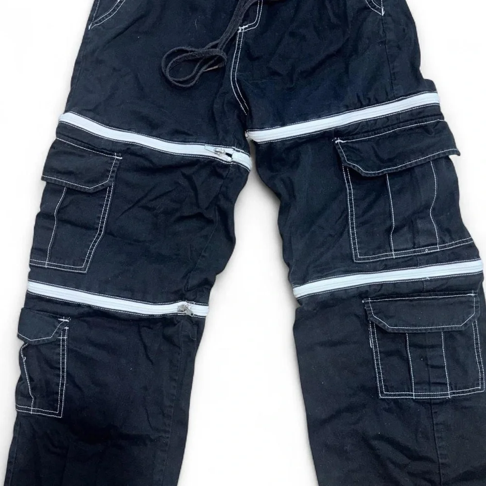 Hot Topic Black White Carpenter Zipper Pants - Picture 2 of 5